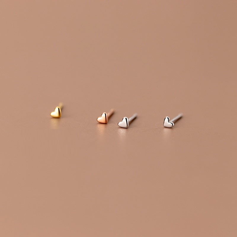 S925 Silver Ear-caring Mini Love Heart Stud Earrings Removal-free Before Sleep Student Minimalist Earrings-Jewearrings