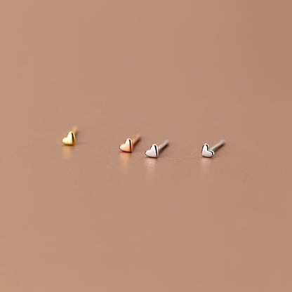 S925 Silver Ear-caring Mini Love Heart Stud Earrings Removal-free Before Sleep Student Minimalist Earrings-Jewearrings