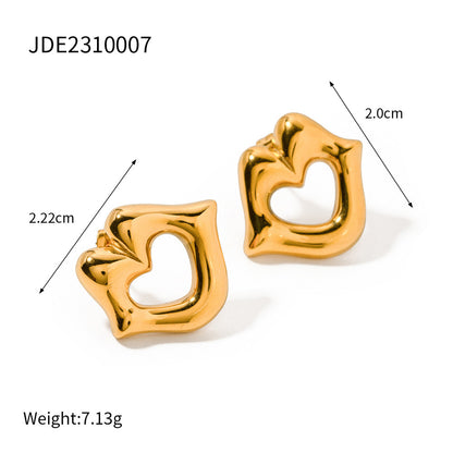 INS New 18K Gold Stainless Steel Lip Stud Earrings-Jewearrings