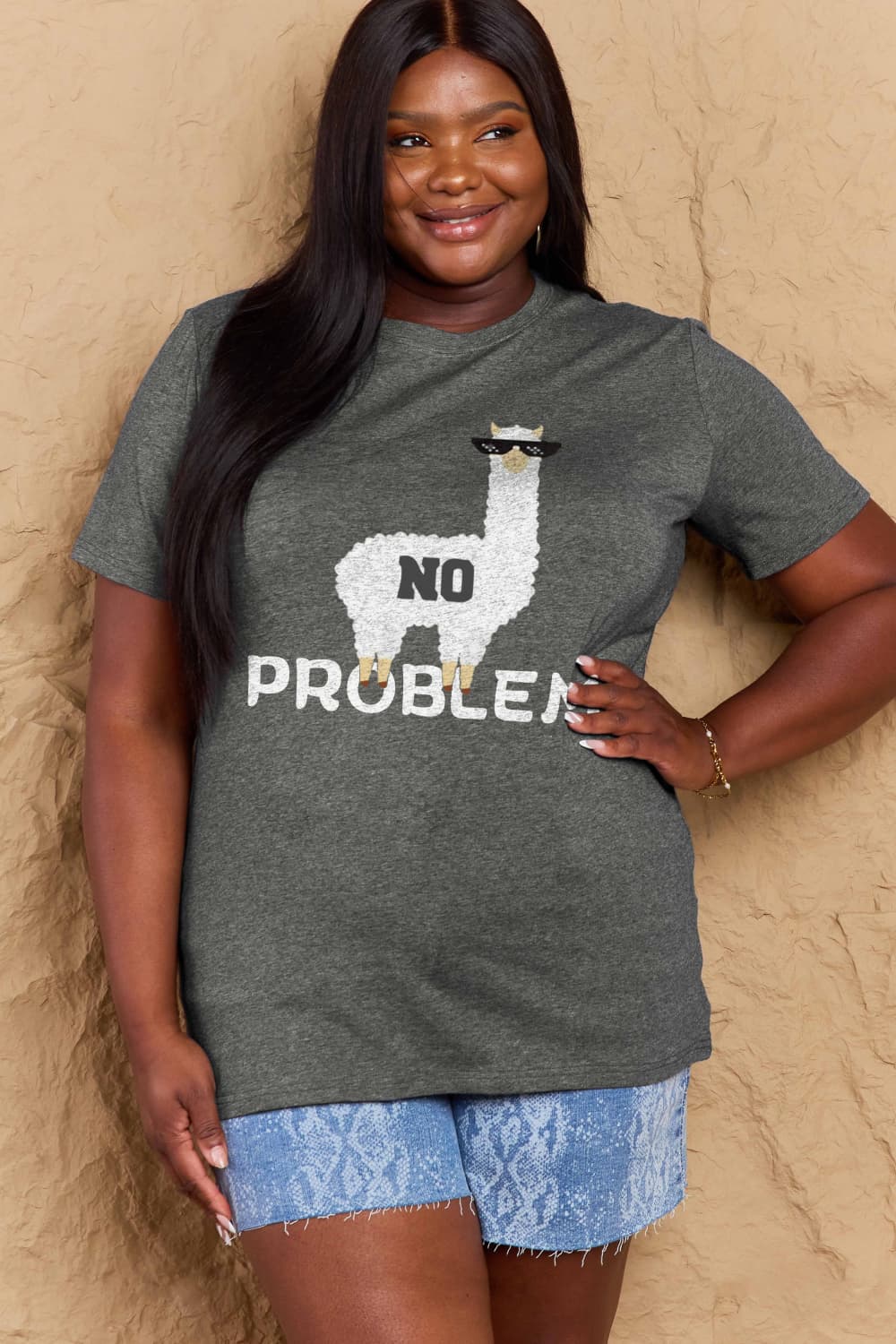 Simply Love Full Size NO PROBLEM Graphic Cotton Tee-Jewearrings