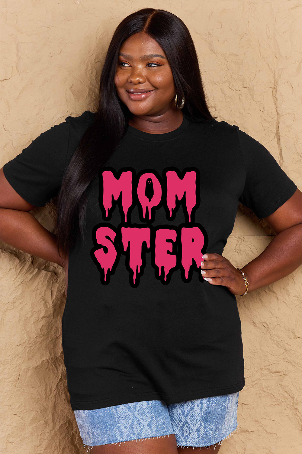 Simply Love Full Size MOM STER Graphic Cotton T-Shirt-Jewearrings