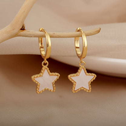 New Opal Inlaid Star Earrings For Women-Jewearrings