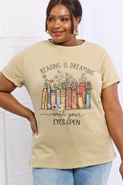 Simply Love Simply Love Full Size READING IS DREAMING WITH YOUR EYES OPEN Graphic Cotton Tee-Jewearrings