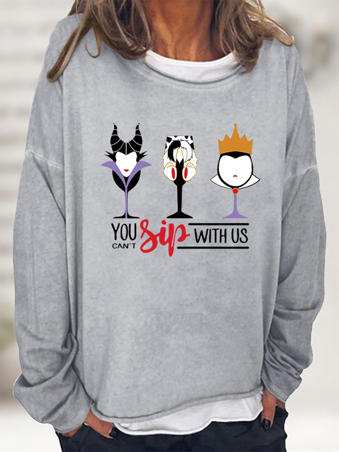 Full Size YOU CAN'T SIP WITH US Graphic Sweatshirt-Jewearrings