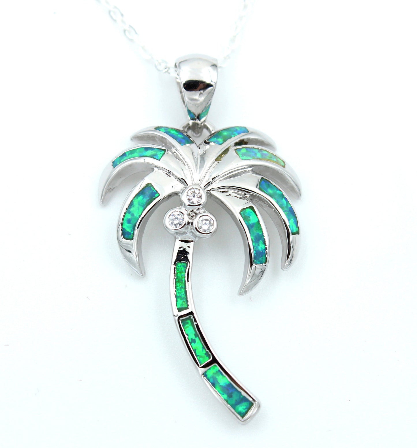 Coconut Tree Opal Necklace Earrings Set With Chain Factory Wholesale-Jewearrings