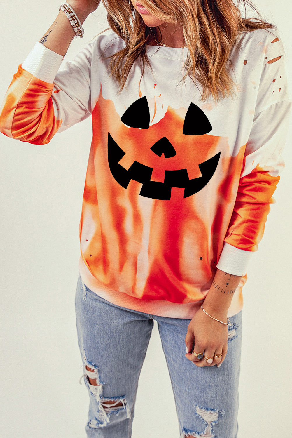 Halloween Theme Round Neck Short Sleeve Sweatshirt-Jewearrings