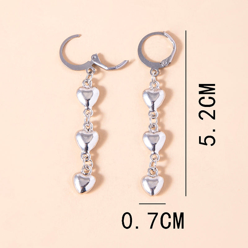 Interlocking Little Love Heart Dangle Earrings-Jewearrings