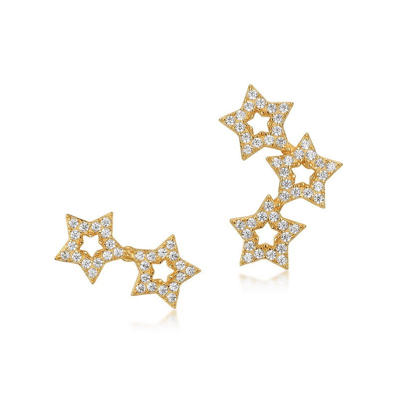 Women's Star-studded White Zirconium Sterling Silver Earrings-Jewearrings