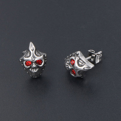 Halloween Retro Diamonds Red Eye Stud Earrings-Jewearrings