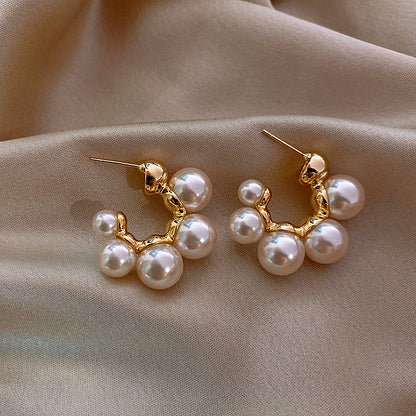 Korean Port Style Retro Hepburn Temperament Simple Pearl Earrings-Jewearrings