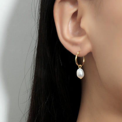 S925 Silver Pearl Earrings For Women Special-interest Design Simple Temperament-Jewearrings