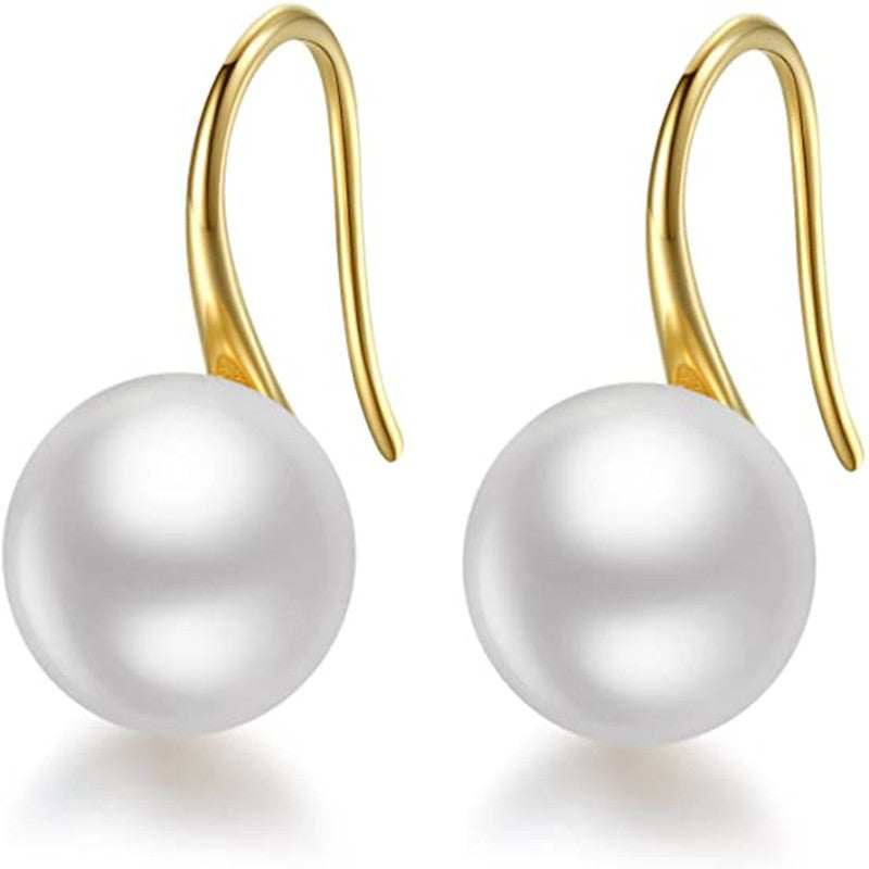 Simple 925 Silver Elegant Women's Pearl Stud Earrings-Jewearrings