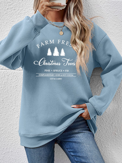 Graphic Round Neck Dropped Shoulder Sweatshirt-Jewearrings