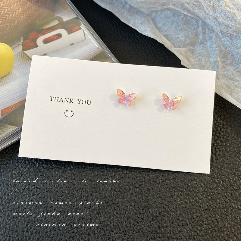 Women's Small And Simple Sterling Silver Butterfly Earrings-Jewearrings