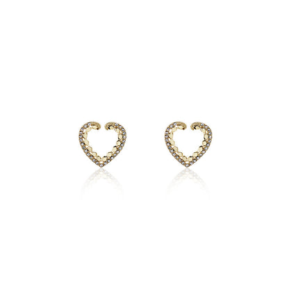 Korean Temperament Hollow Love Heart 925 Silver Stud Earrings-Jewearrings