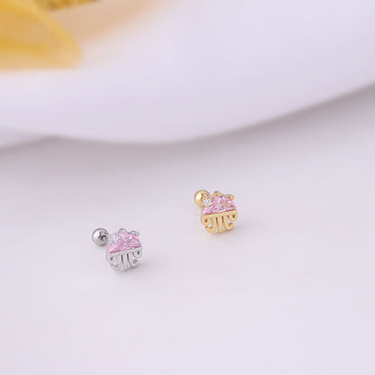 Stainless Steel Thin Rod Pierced Zirconium Fashion Stud Earrings-Jewearrings