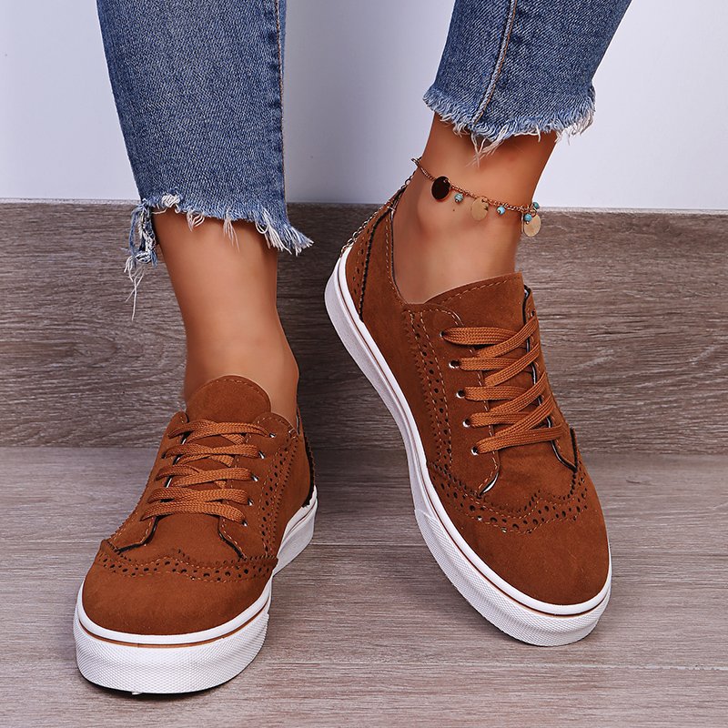 Lace-Up Suedette Flat Sneakers-Jewearrings