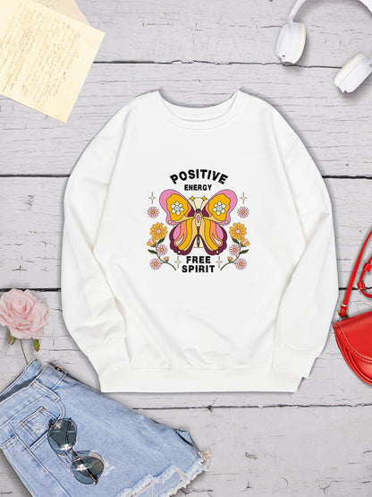 Butterfly Graphic Dropped Shoulder Sweatshirt-Jewearrings