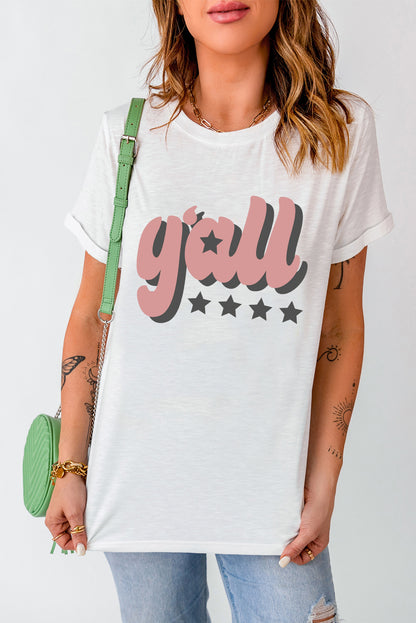 Y'ALL Graphic Round Neck Tee-Jewearrings