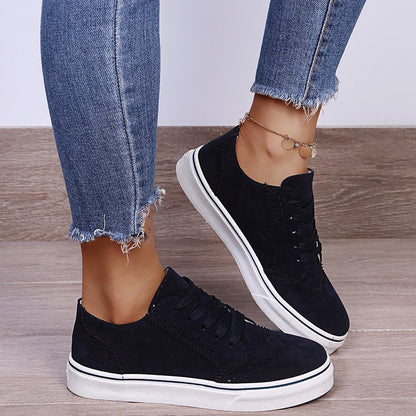 Lace-Up Suedette Flat Sneakers-Jewearrings