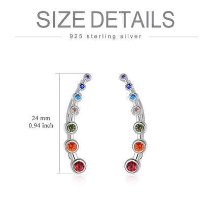 925 Sterling Silver Rainbow Chakra Earrings Yoga Jewelry for Women Girls-Jewearrings