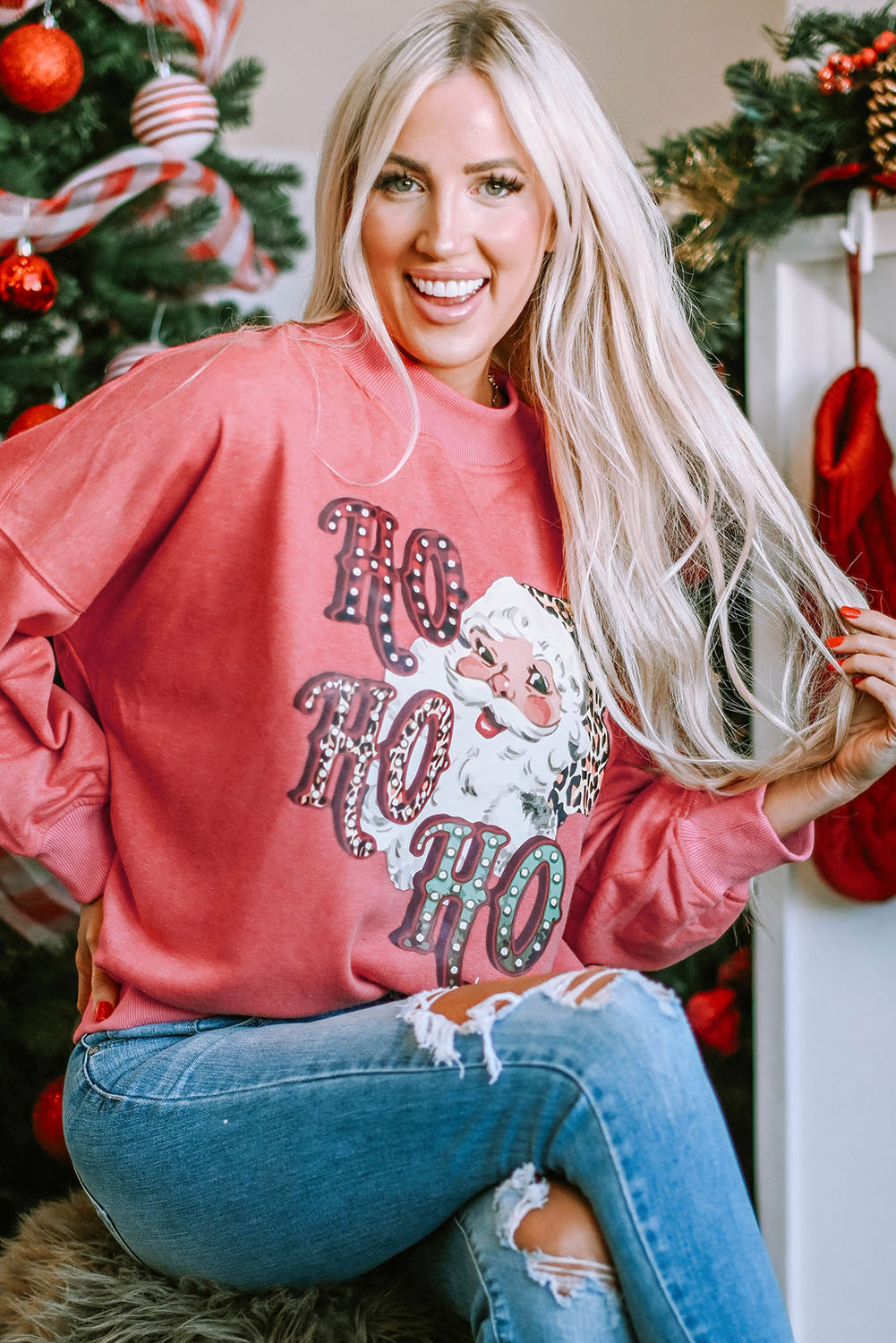 Santa Graphic Dropped Shoulder Sweatshirt-Jewearrings