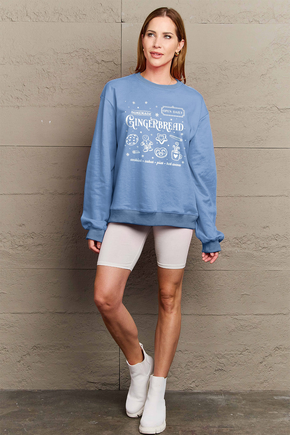 Simply Love Full Size GINGERBREAD Long Sleeve Sweatshirt-Jewearrings