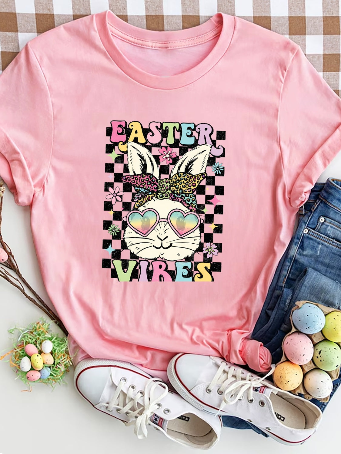 EASTER VIBES Round Neck Short Sleeve T-Shirt-Jewearrings