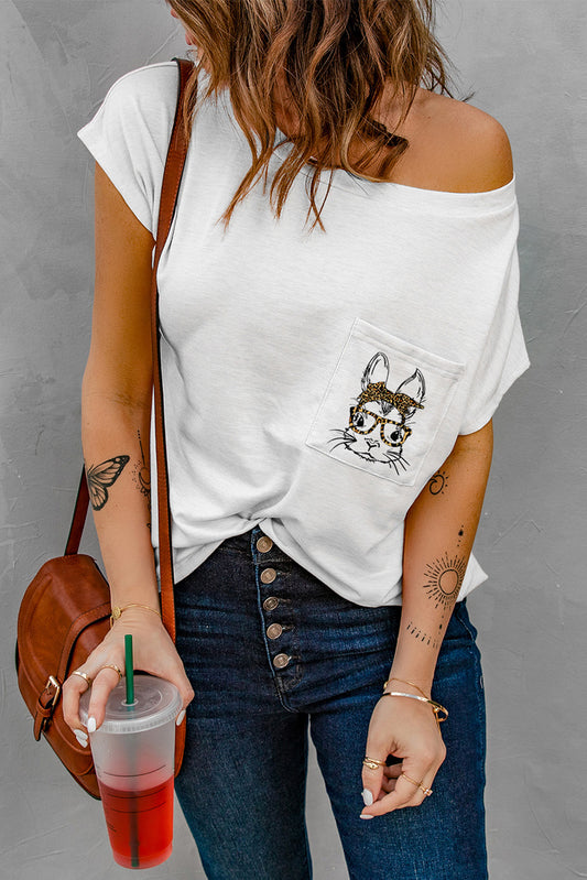 Animal Graphic Pocket Tee Shirt-Jewearrings