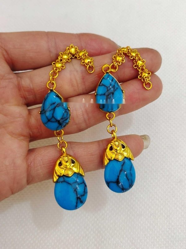 Ball Gold-plated Ear Chain Earrings Do Not Fade-Jewearrings