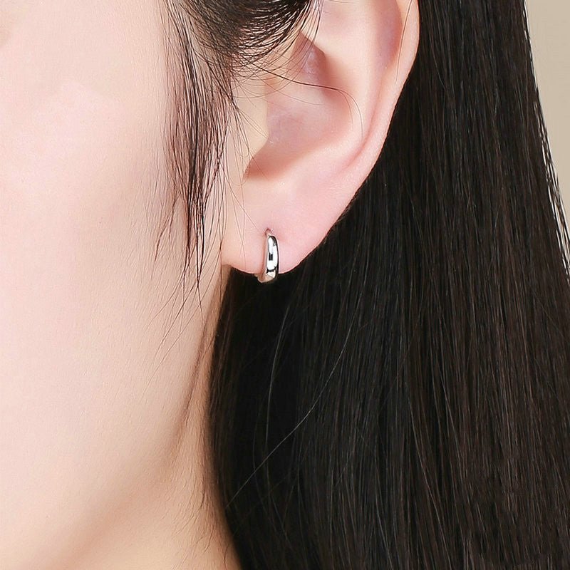 Bamoer 925 Sterling Silver Shiny Small Hoop Earrings-Jewearrings