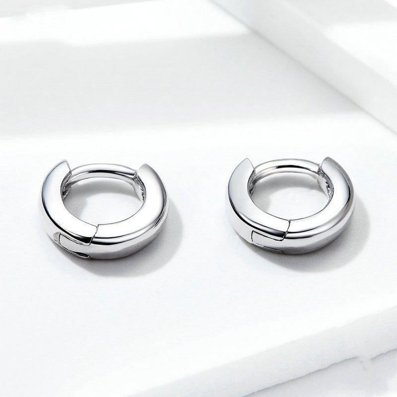 Bamoer 925 Sterling Silver Shiny Small Hoop Earrings-Jewearrings