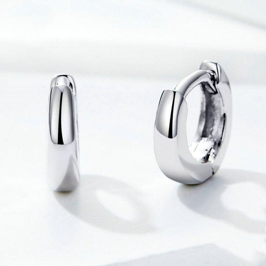 Bamoer 925 Sterling Silver Shiny Small Hoop Earrings-Jewearrings