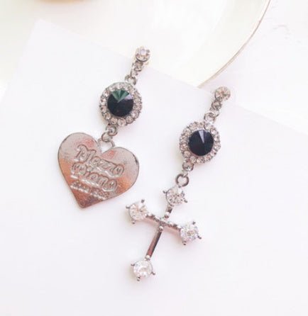 Baroque Cross Love Diamond Stud Earrings Earrings Earrings-Jewearrings