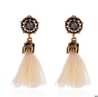 Baroque Diamond Hollow Tassel Stud Earrings-Jewearrings