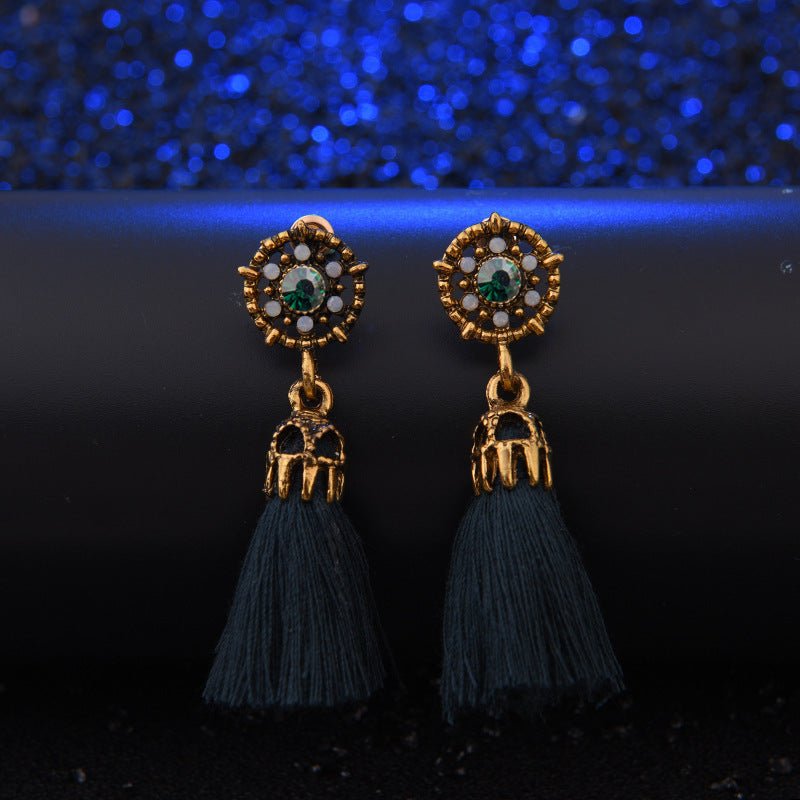 Baroque Diamond Hollow Tassel Stud Earrings-Jewearrings