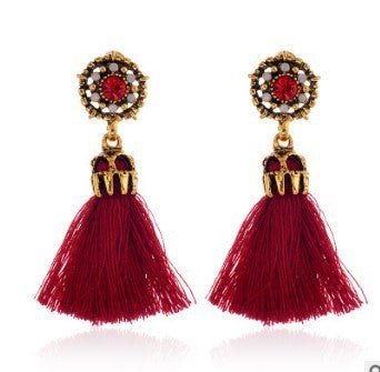 Baroque Diamond Hollow Tassel Stud Earrings-Jewearrings