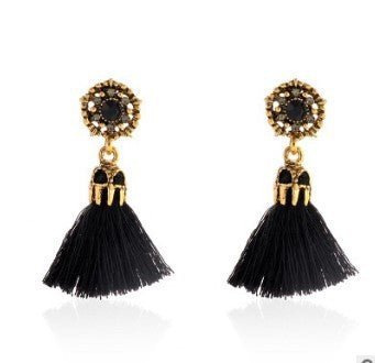 Baroque Diamond Hollow Tassel Stud Earrings-Jewearrings