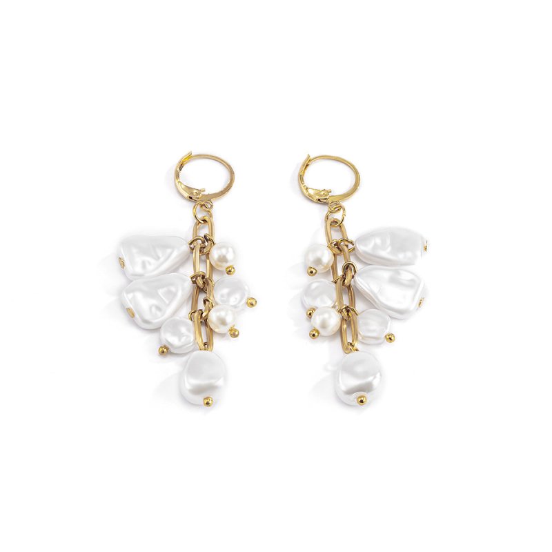 Baroque Fashion Pearl Tassel Earrings Temperament-Jewearrings