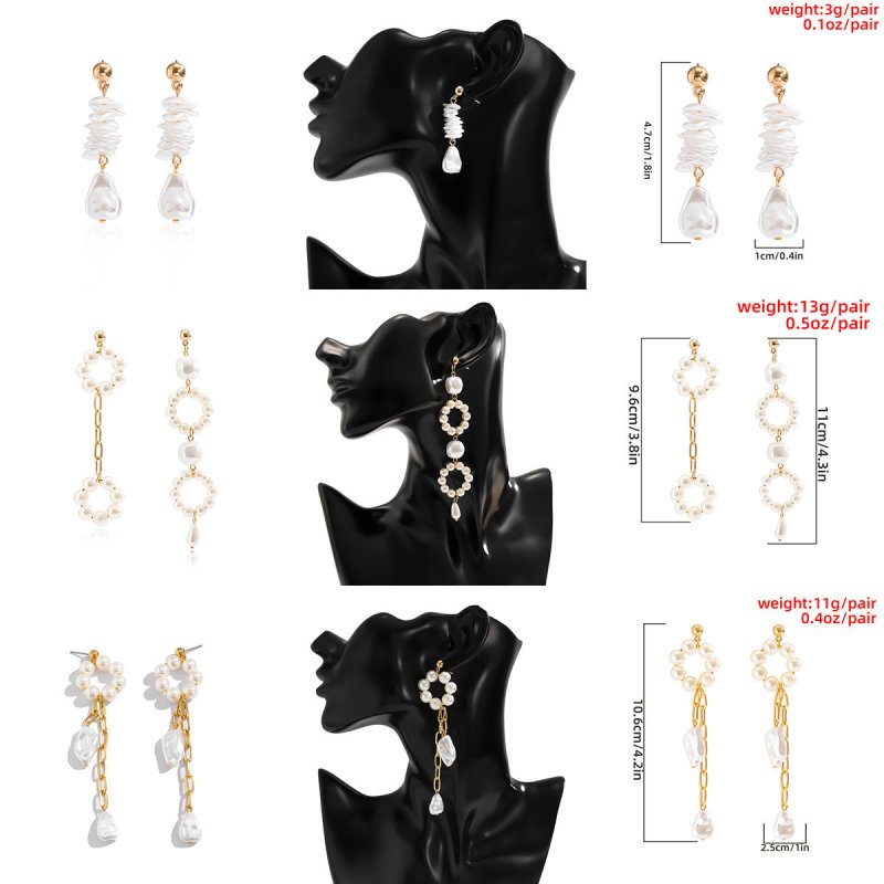 Baroque Fashion Pearl Tassel Earrings Temperament-Jewearrings