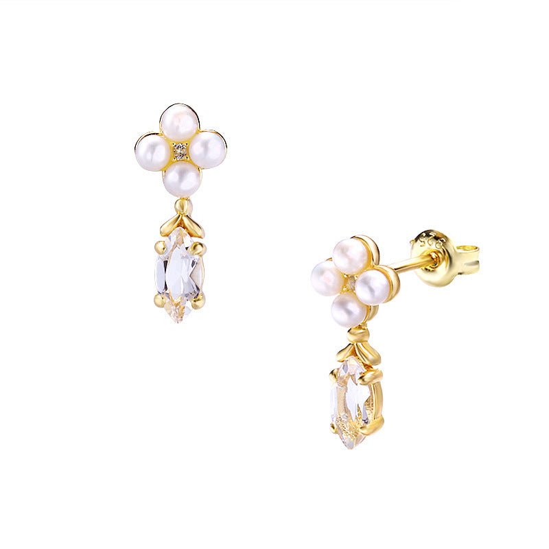 Baroque Four-leaf Clover Natural Pearl Earrings-Jewearrings