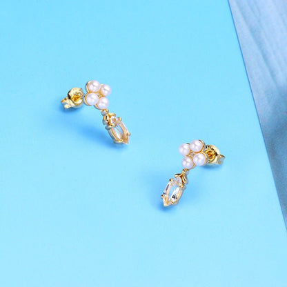 Baroque Four-leaf Clover Natural Pearl Earrings-Jewearrings