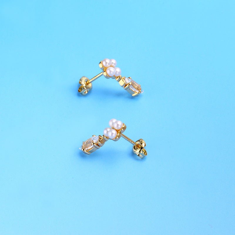 Baroque Four-leaf Clover Natural Pearl Earrings-Jewearrings