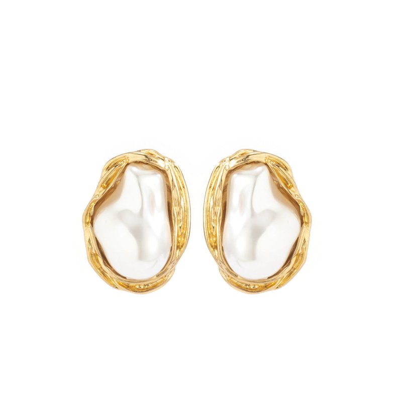 Baroque French Retro Imitation Pearl Earrings Women-Jewearrings