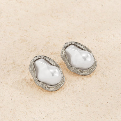 Baroque French Retro Imitation Pearl Earrings Women-Jewearrings