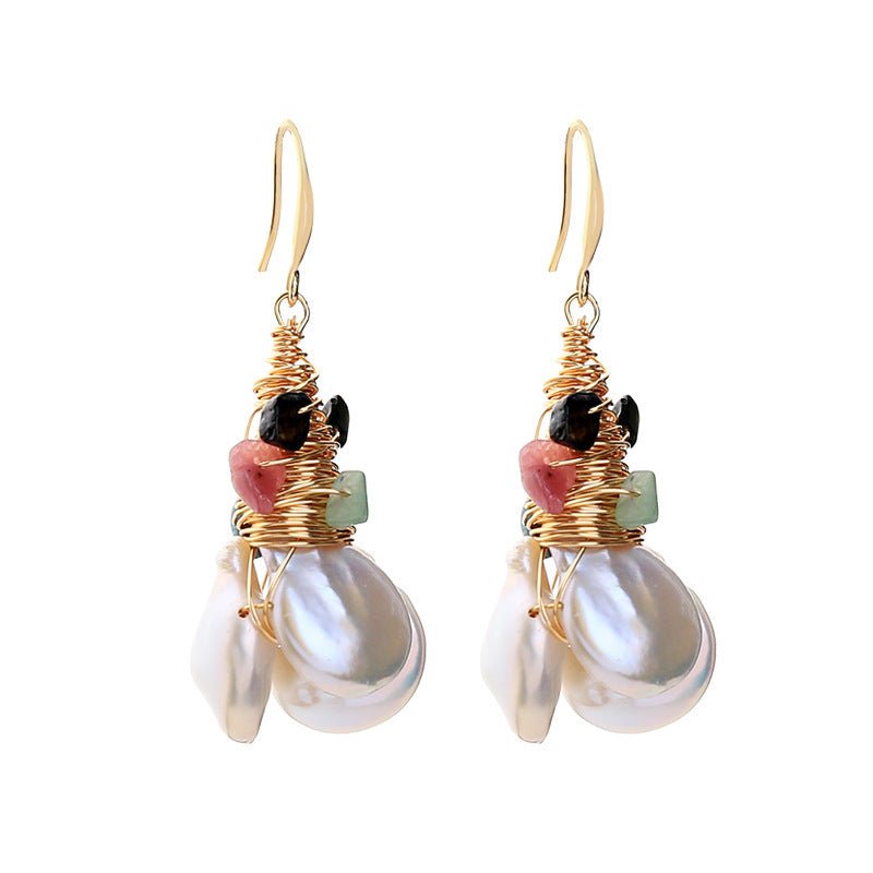 Baroque freshwater pearl color earrings-Jewearrings