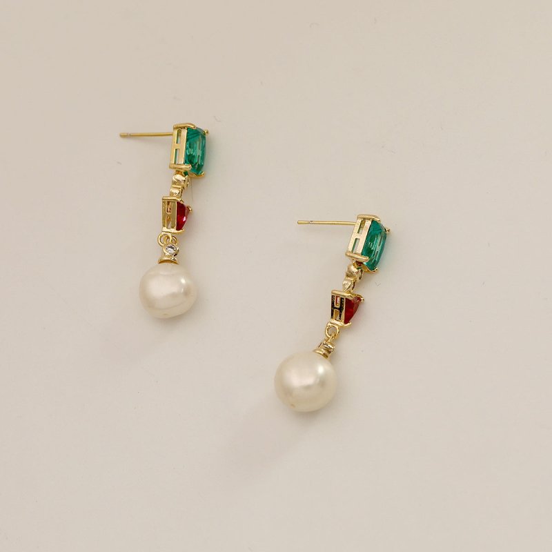 Baroque Freshwater Pearl Crystal Earrings-Jewearrings