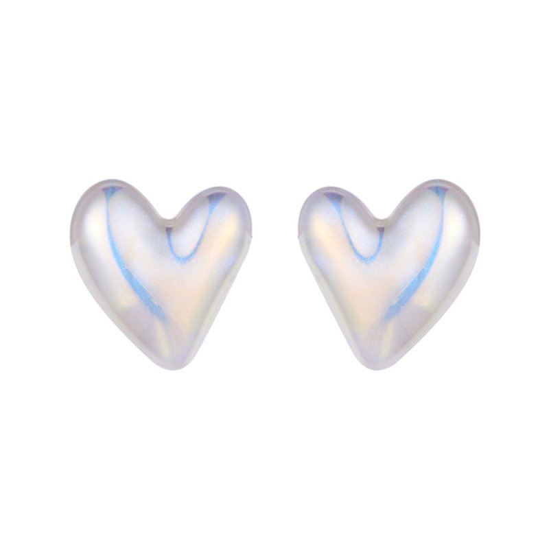 Baroque Irregular Heart Acrylic Earrings Dazzling White Pearl Stud Earrings-Jewearrings