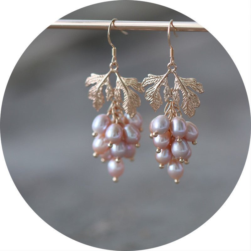 Baroque Natural Purple Pearl Earrings-Jewearrings