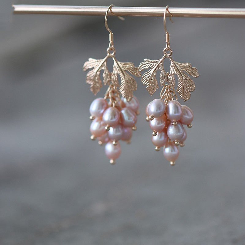 Baroque Natural Purple Pearl Earrings-Jewearrings